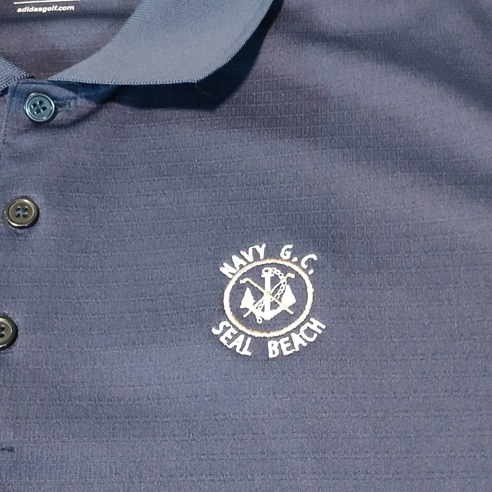 Adidas Climalite Navy G C Seal Beach Navy Golf Polo Shirt Men's 2XL Short Sleeve